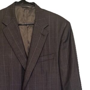 Canali Blue Gray Plaid‎ Silk Blend Blazer Suit Jacket Size (54) US 44 L